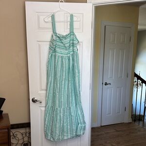 Chic Striped Teal Maxi Dress